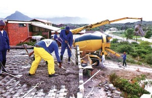 pour concrete on first floor slab