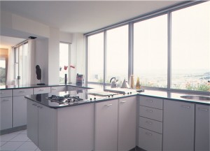 windows in a kitchen