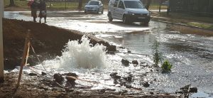 Burst water mains in street